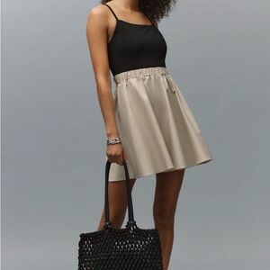 Maeve Sleeveless Twofer A-Line Mini Dress Anthropologie Black & Khaki